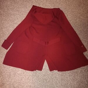 NWOT CaryCasy wine colored long hooded cardigan
